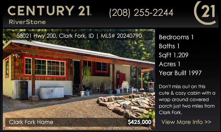 Dont miss out on this cute & cozy cabin with a wrap around covered porch just two miles from Clark Fork