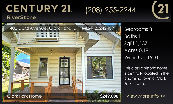 This classic historic home is centrally located in the charming town of Clark Fork, Idaho