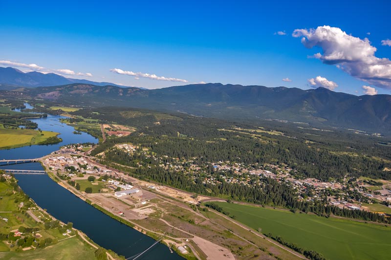 Bonners Ferry Aerial looking East